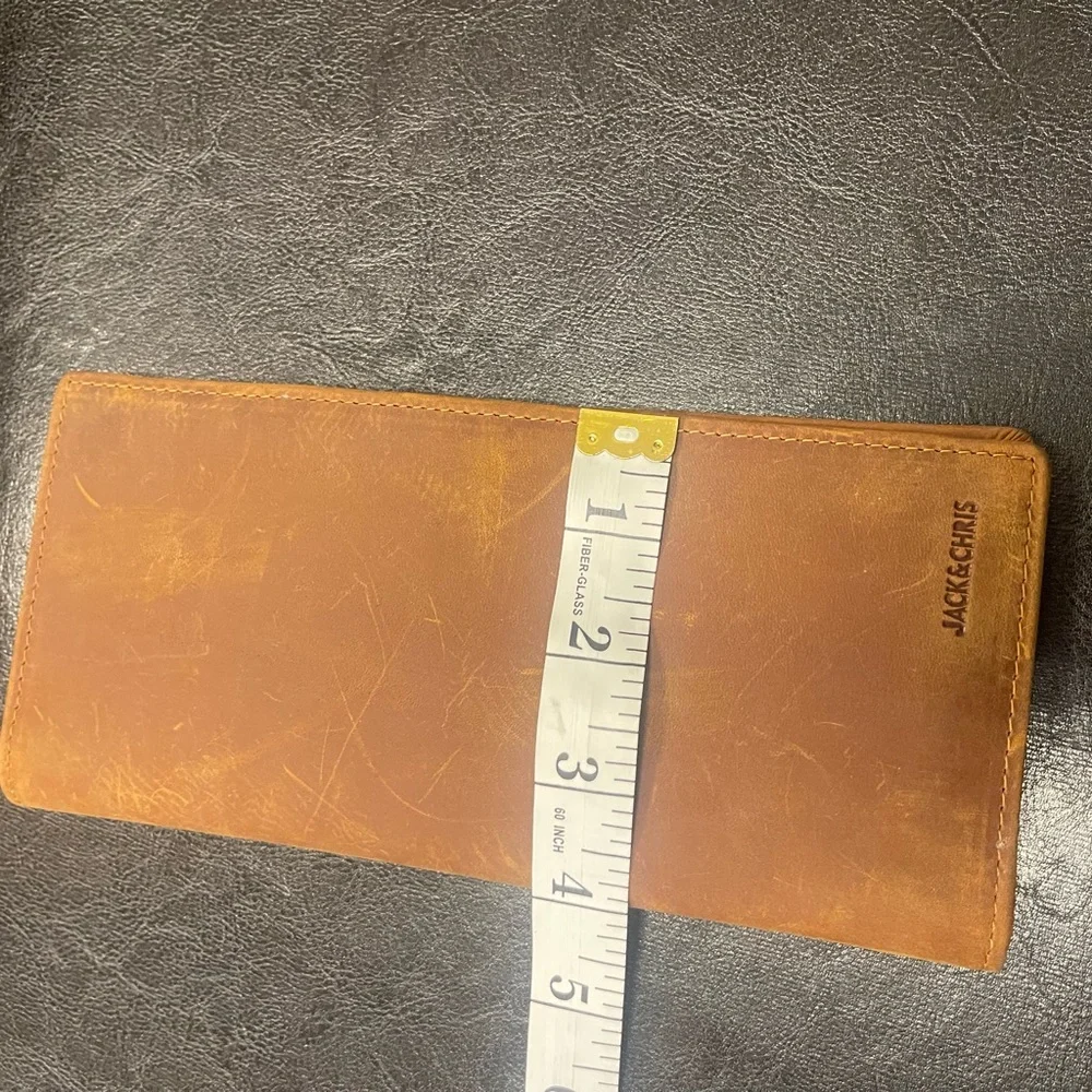NWOT Jack & Chris waxed leather slim fold long wallet